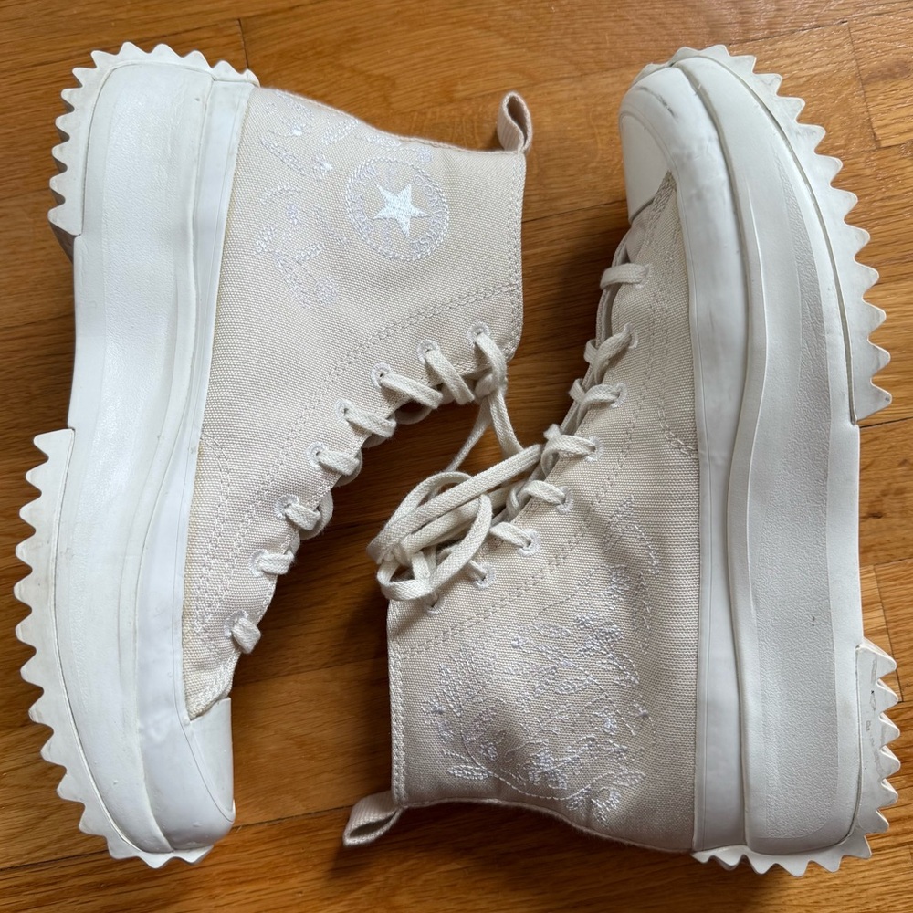 Converse Run Star Hike High Tops Ivory with Embroidery